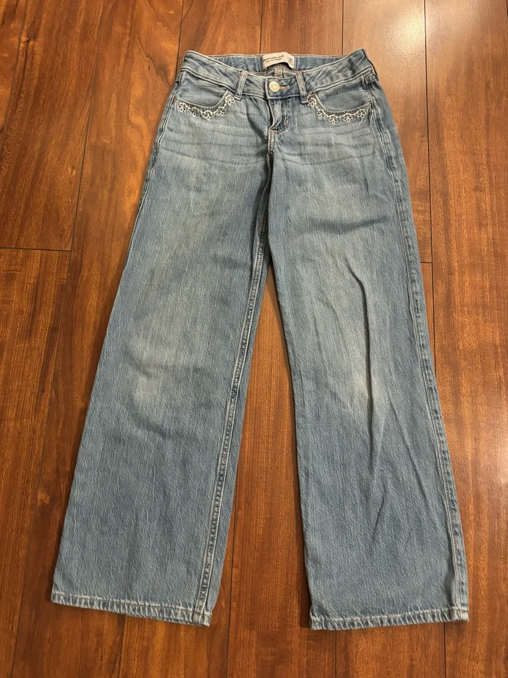 Girls Wide Leg Jeans Low Rise Baggy Front Zipper in Great Condition Size 8